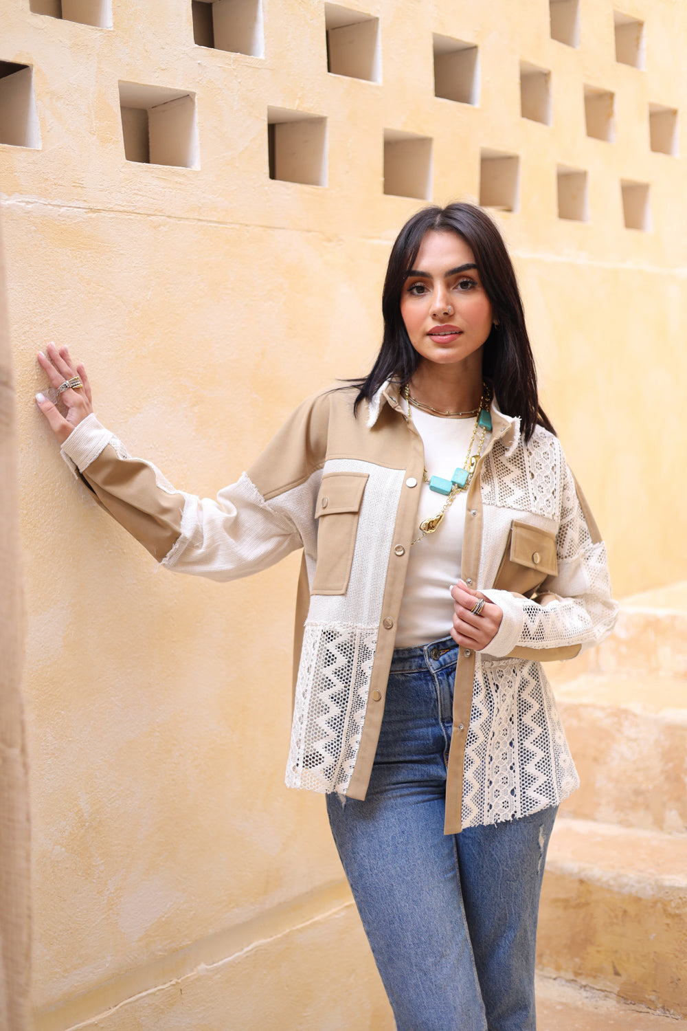 Patches Chemi-Jacket in Beige