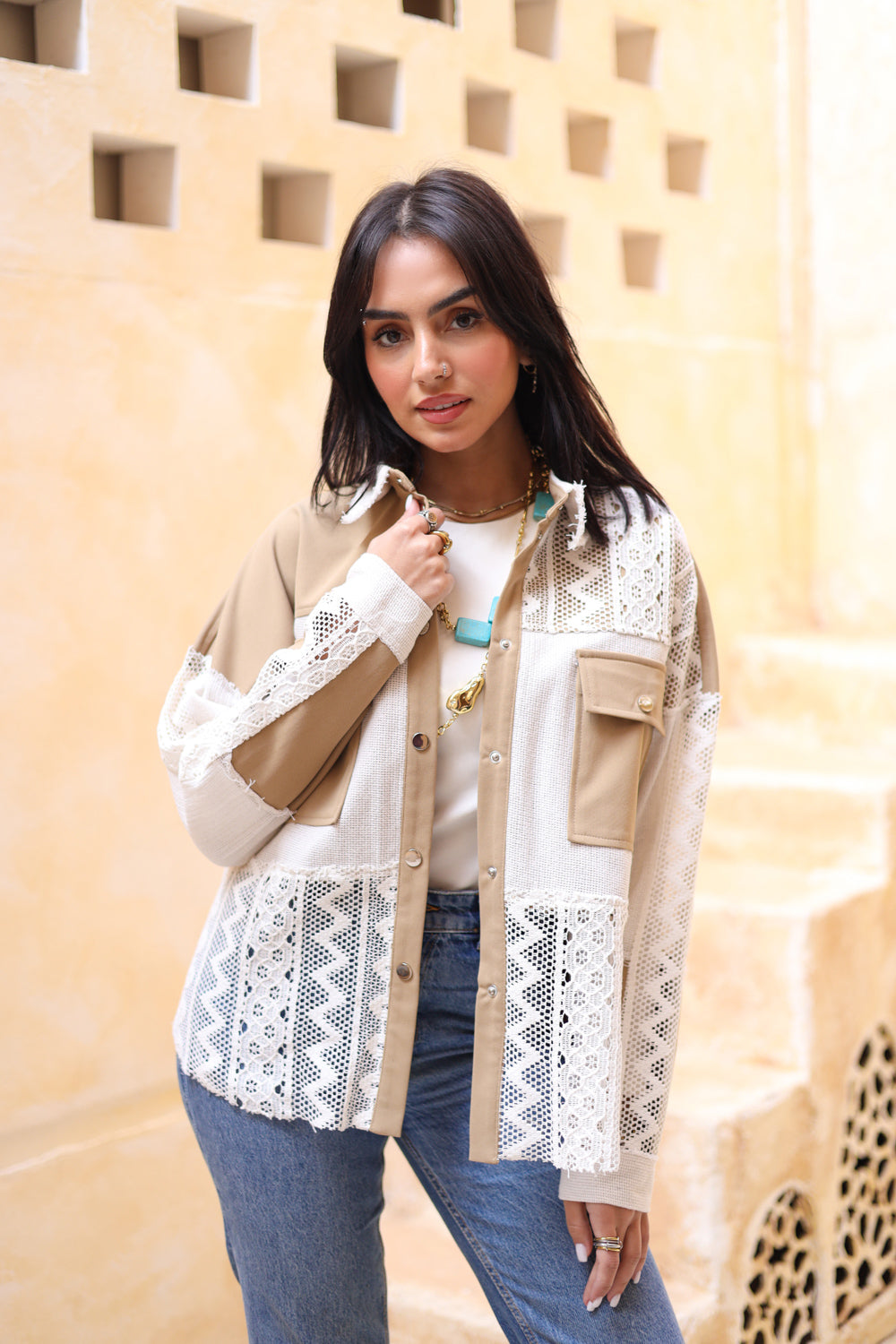 Patches Chemi-Jacket in Beige