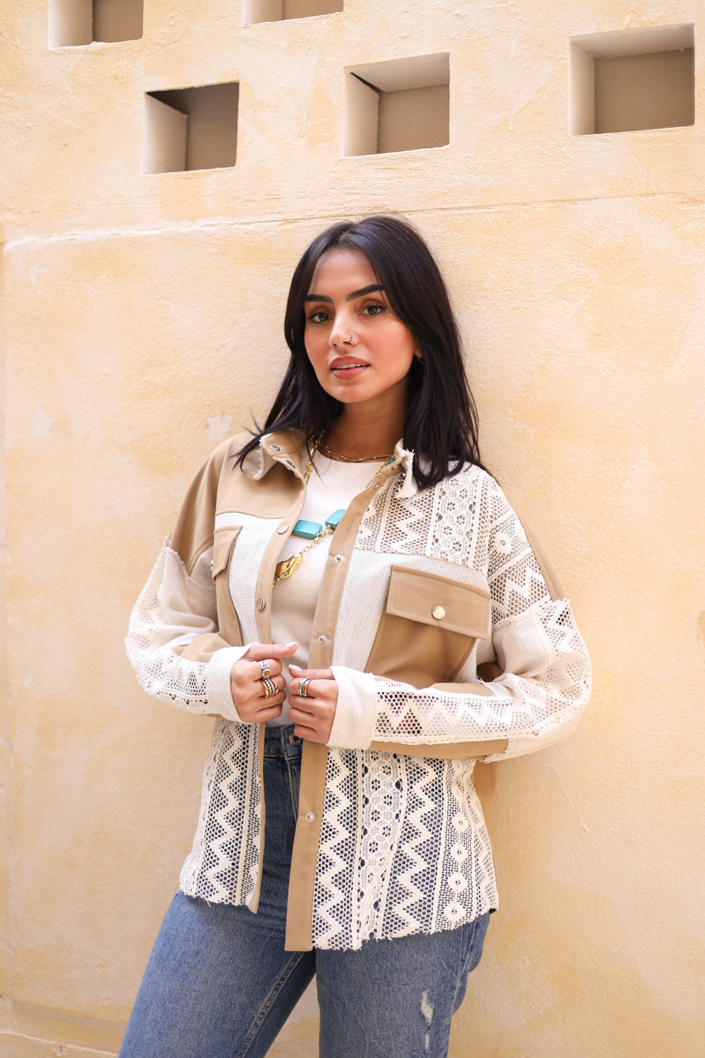 Patches Chemi-Jacket in Beige