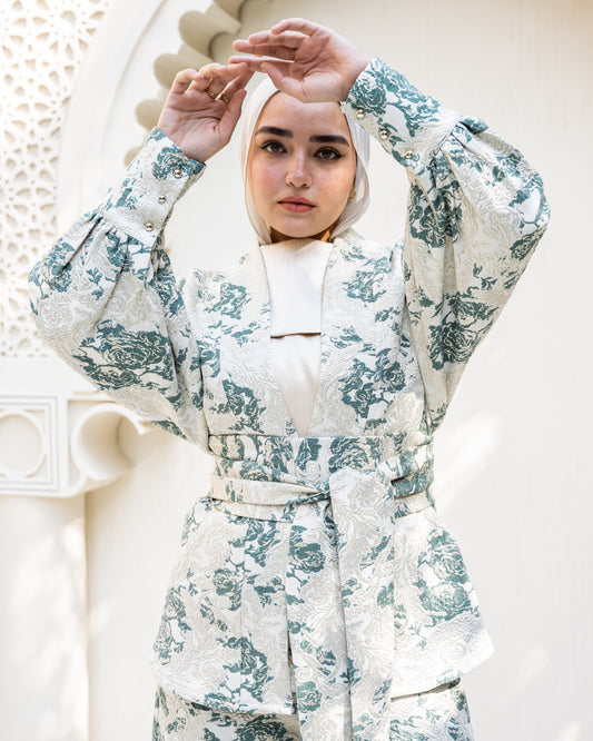 Floral Brocade Evening Set
