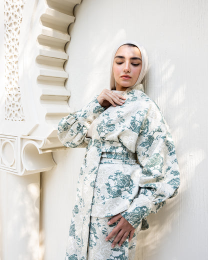Floral Brocade Evening Set